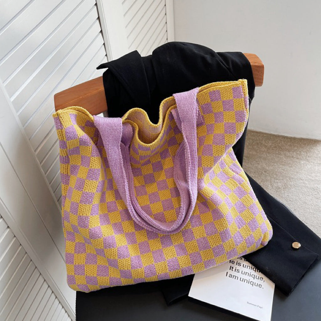 Sac Cabas Femme avec Design Rétro à Carreaux Lucyle