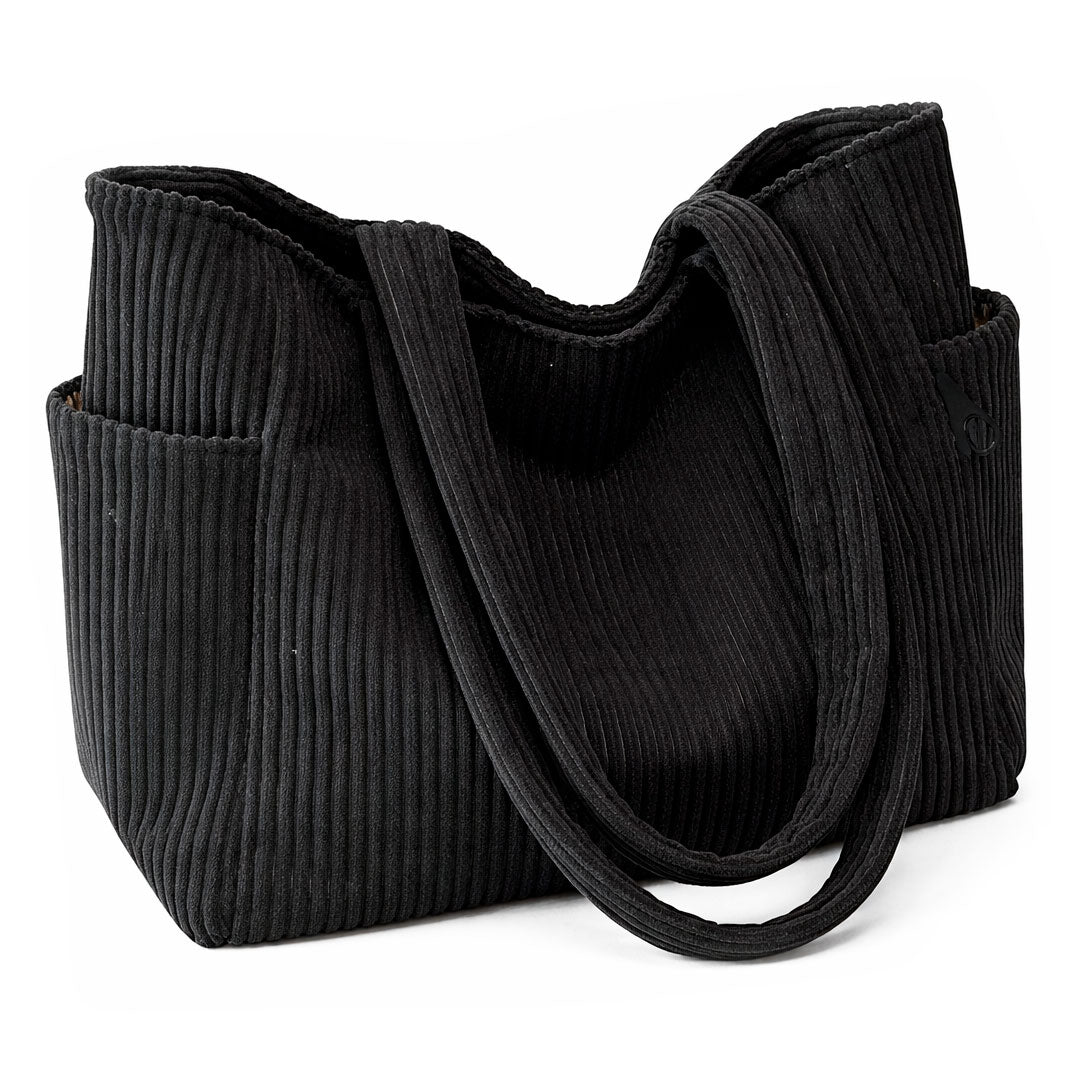 Sac Cabas Femme avec Poches Latérales en Velours Côtelé Lucyle