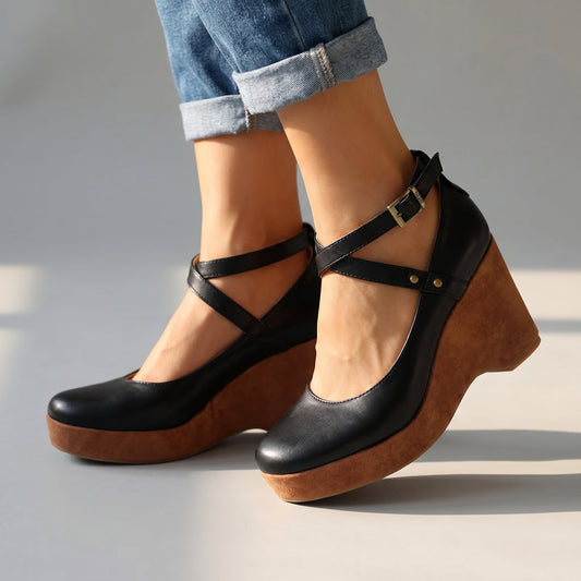 Sandales Compensées Femme avec Brides Croisées Lucyle
