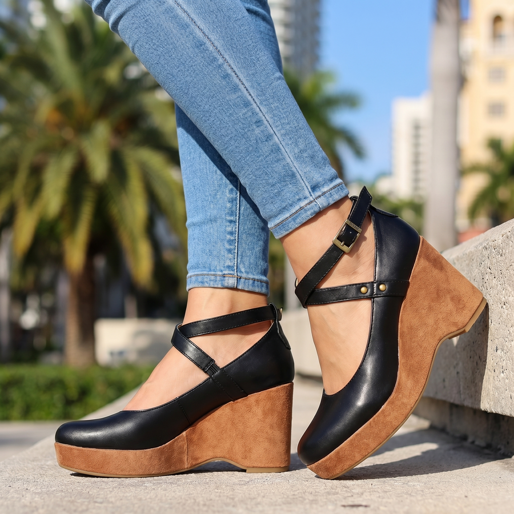 Sandales Compensées Femme avec Brides Croisées Lucyle