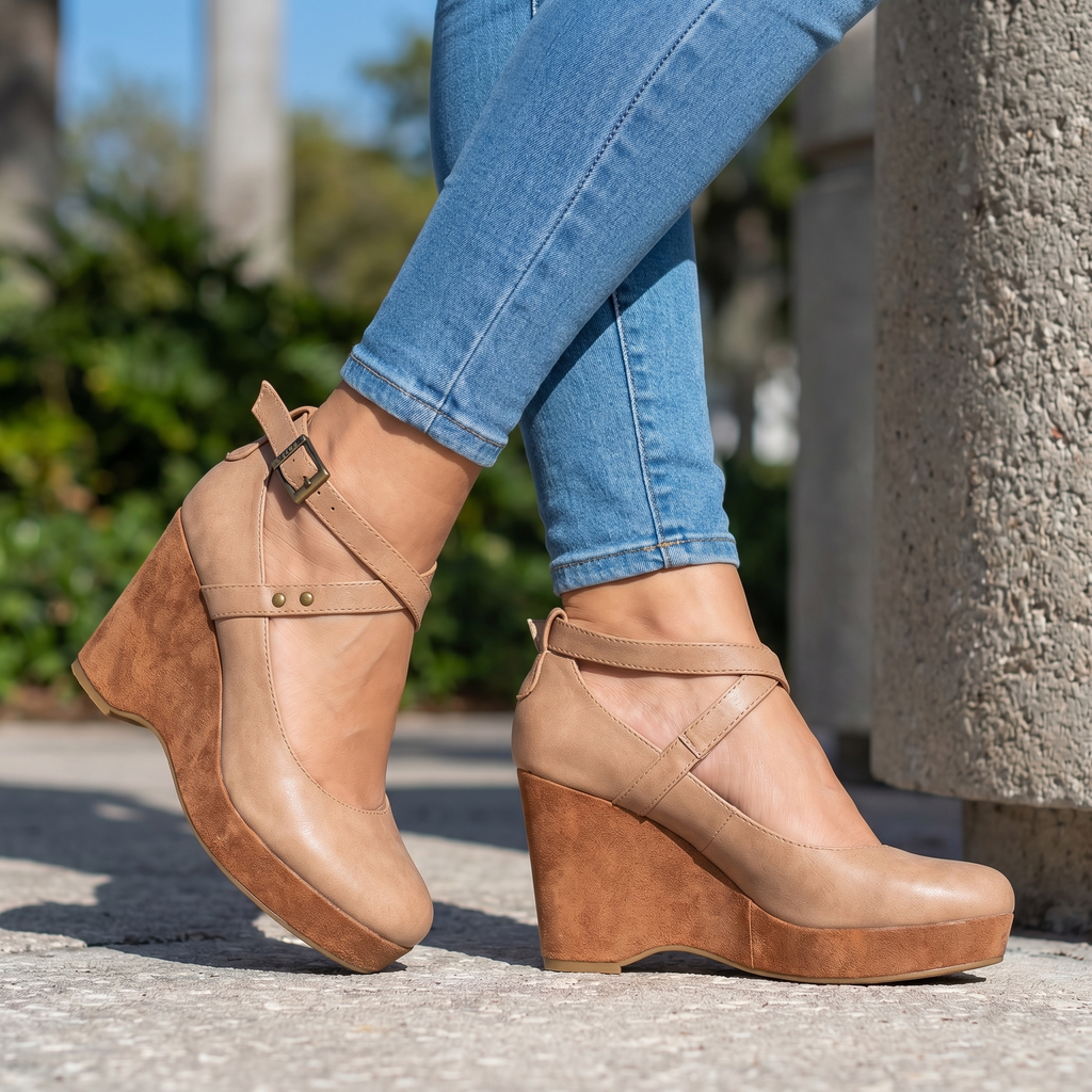Sandales Compensées Femme avec Brides Croisées Lucyle