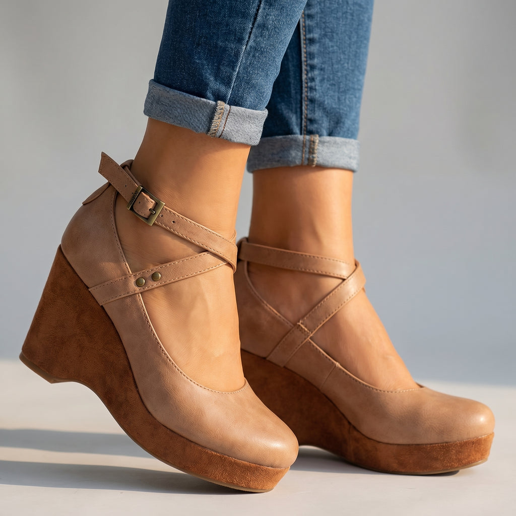 Sandales Compensées Femme avec Brides Croisées Lucyle