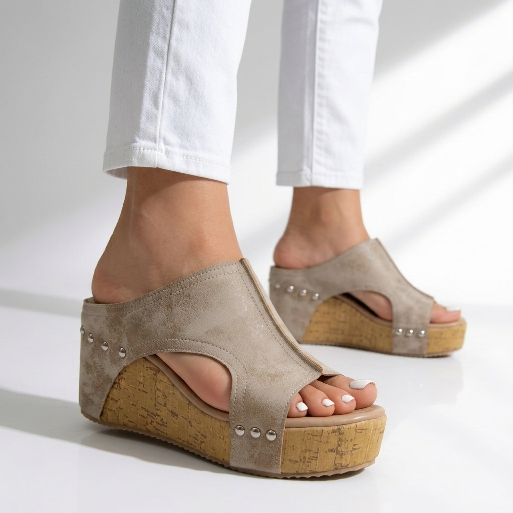 Sandales Compensées Femme avec Détails en Liège Lucyle