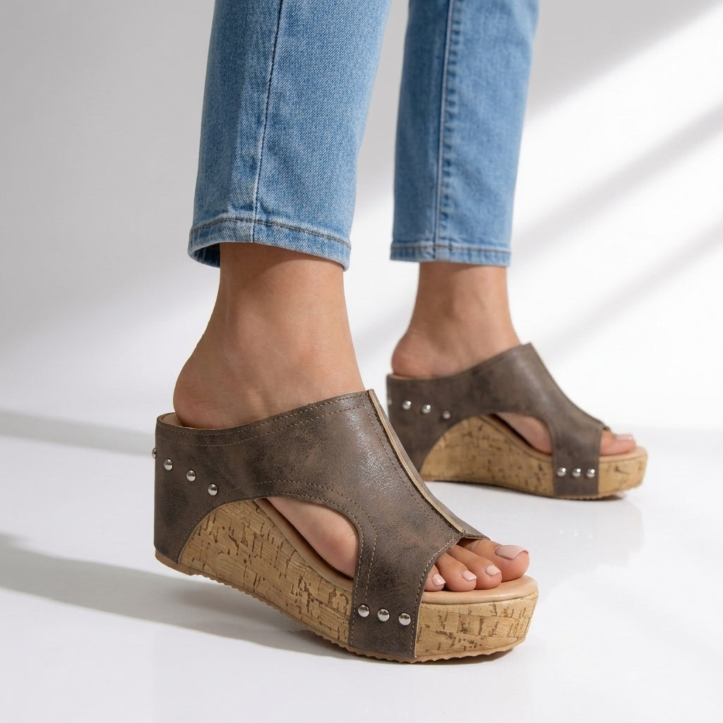 Sandales Compensées Femme avec Détails en Liège Lucyle