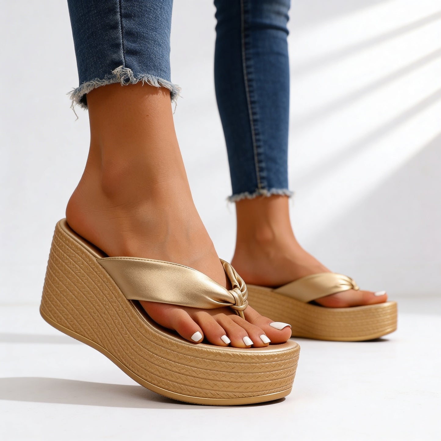 Sandales Compensées Femme avec Sangle Nouée Lucyle