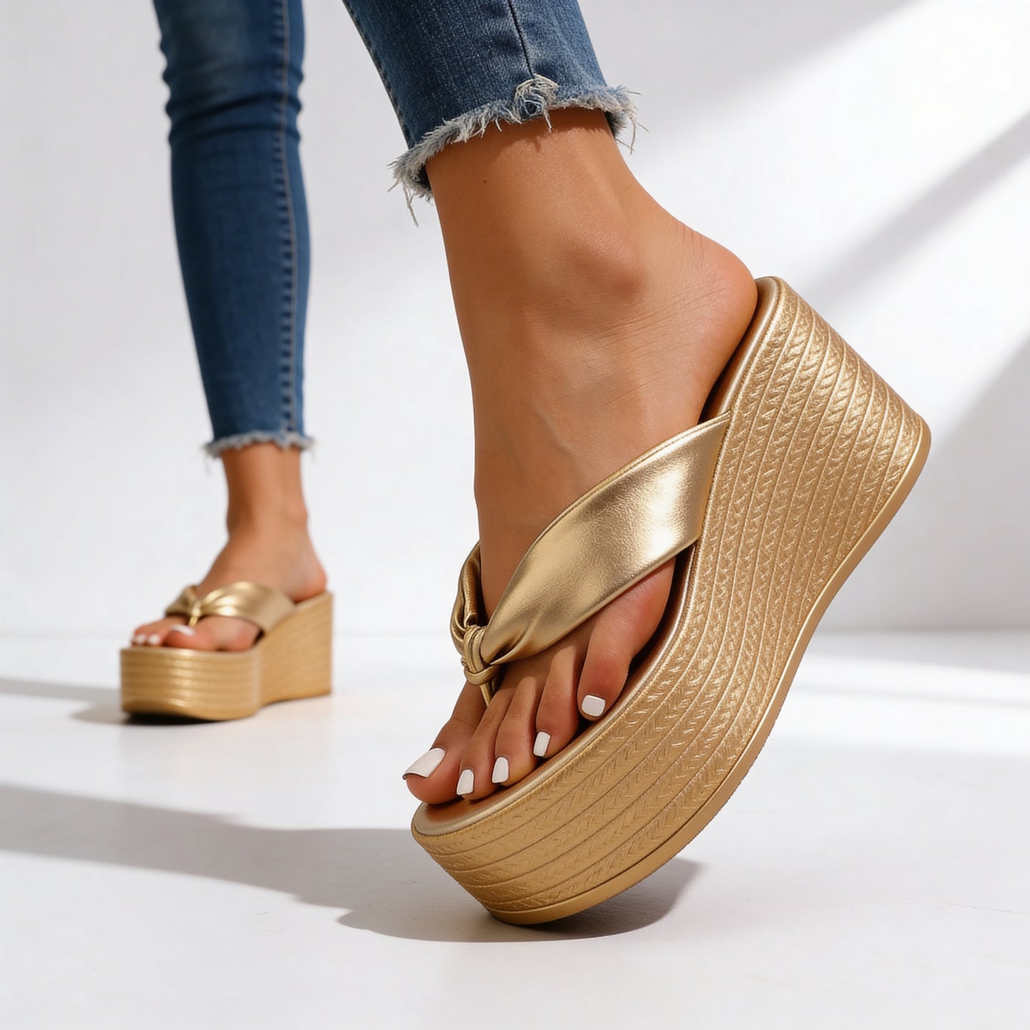 Sandales Compensées Femme avec Sangle Nouée Lucyle