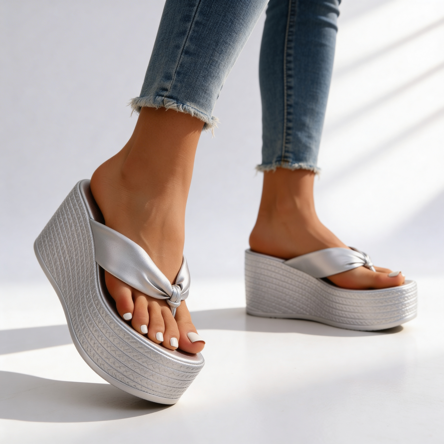 Sandales Compensées Femme avec Sangle Nouée Lucyle