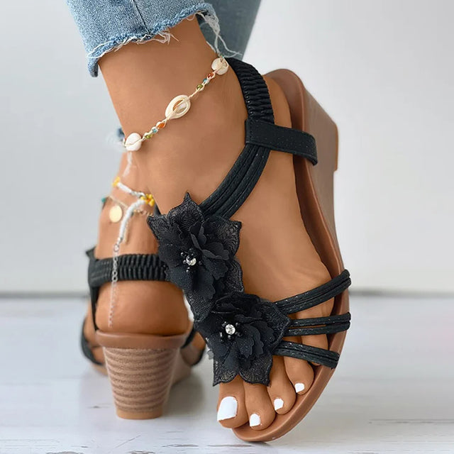 Sandales Femme avec Décor Floral en Lin Lucyle