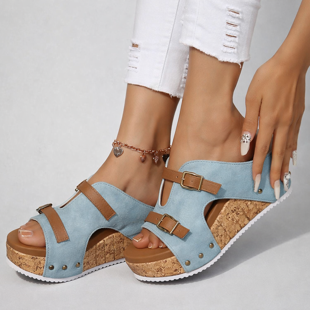 Sandales Femme avec Double Boucle en Simili Cuir Lucyle