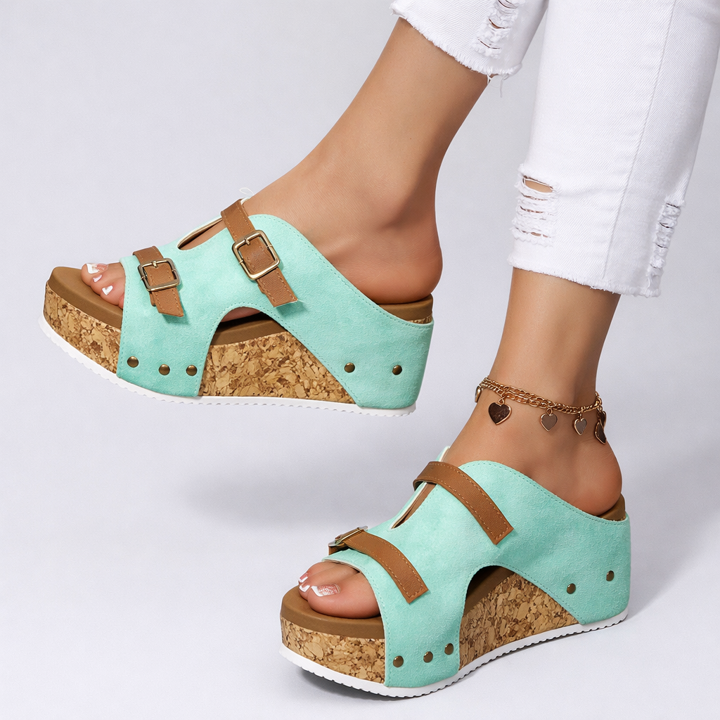 Sandales Femme avec Double Boucle en Simili Cuir Lucyle