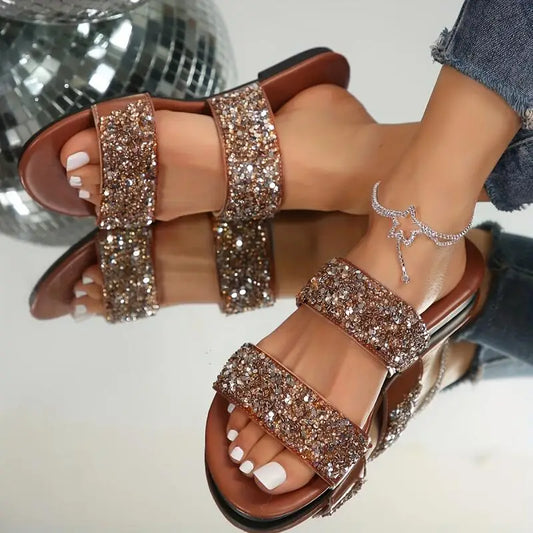 Sandales Femme avec Lanières à Paillettes Lucyle