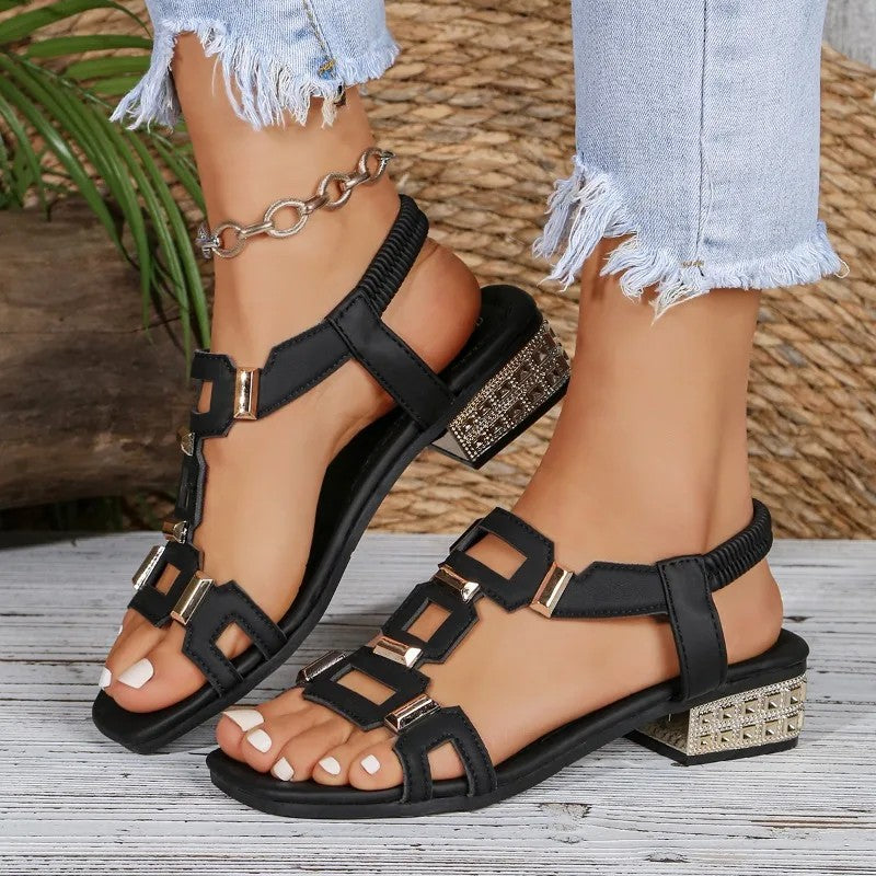 Sandales Femme avec Talon Bloc en Cristal Lucyle