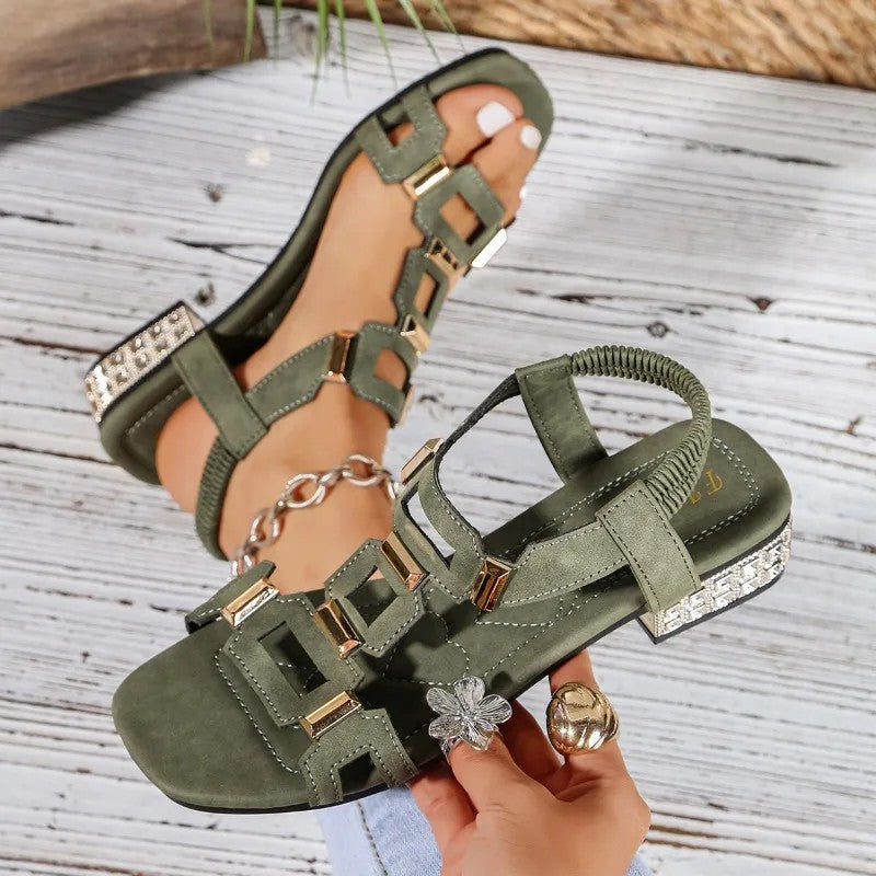 Sandales Femme avec Talon Bloc en Cristal Lucyle