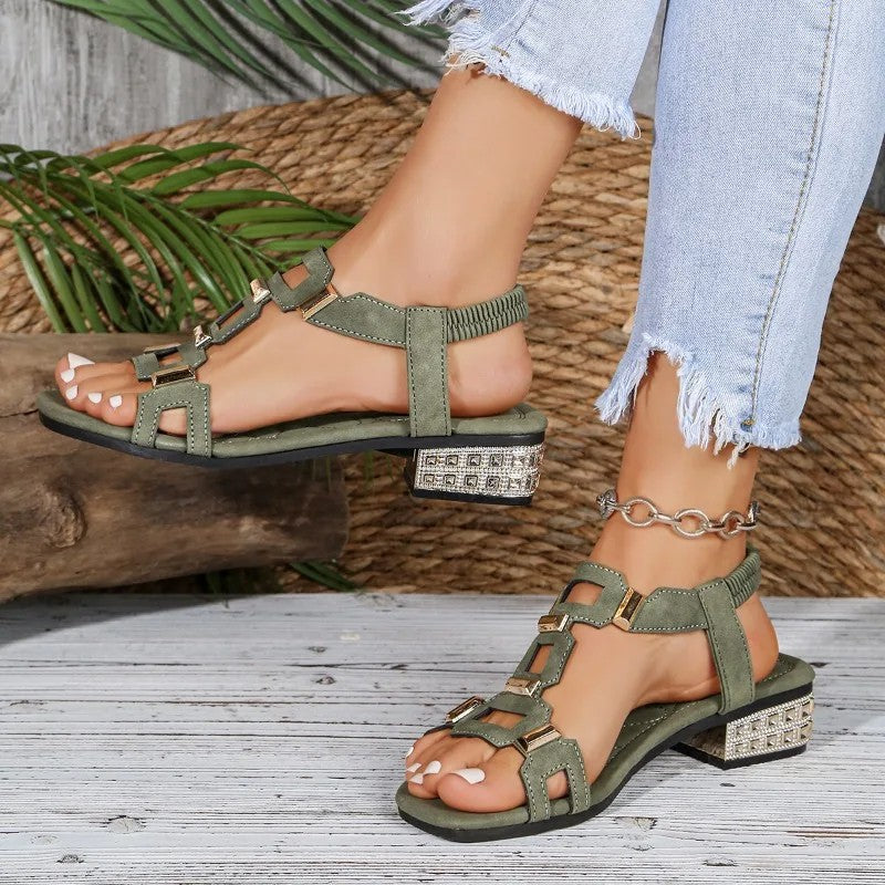 Sandales Femme avec Talon Bloc en Cristal Lucyle