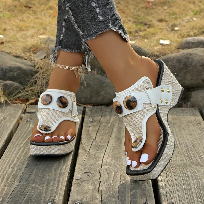 Sandales Femme avec Talon Compensé en Raphia Lucyle