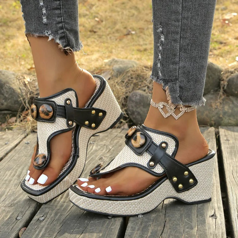 Sandales Femme avec Talon Compensé en Raphia Lucyle