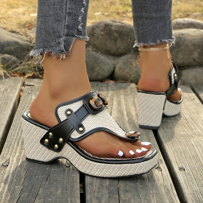 Sandales Femme avec Talon Compensé en Raphia Lucyle