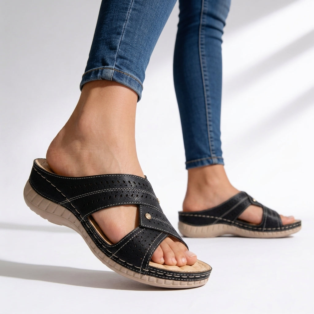 Sandales Femme avec Tige Croisée en Simili Cuir Lucyle