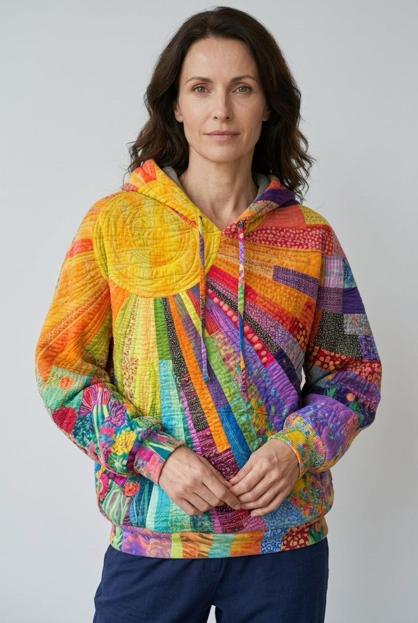 Sweat à Capuche Femme Manches Longues avec Patchwork Lucyle