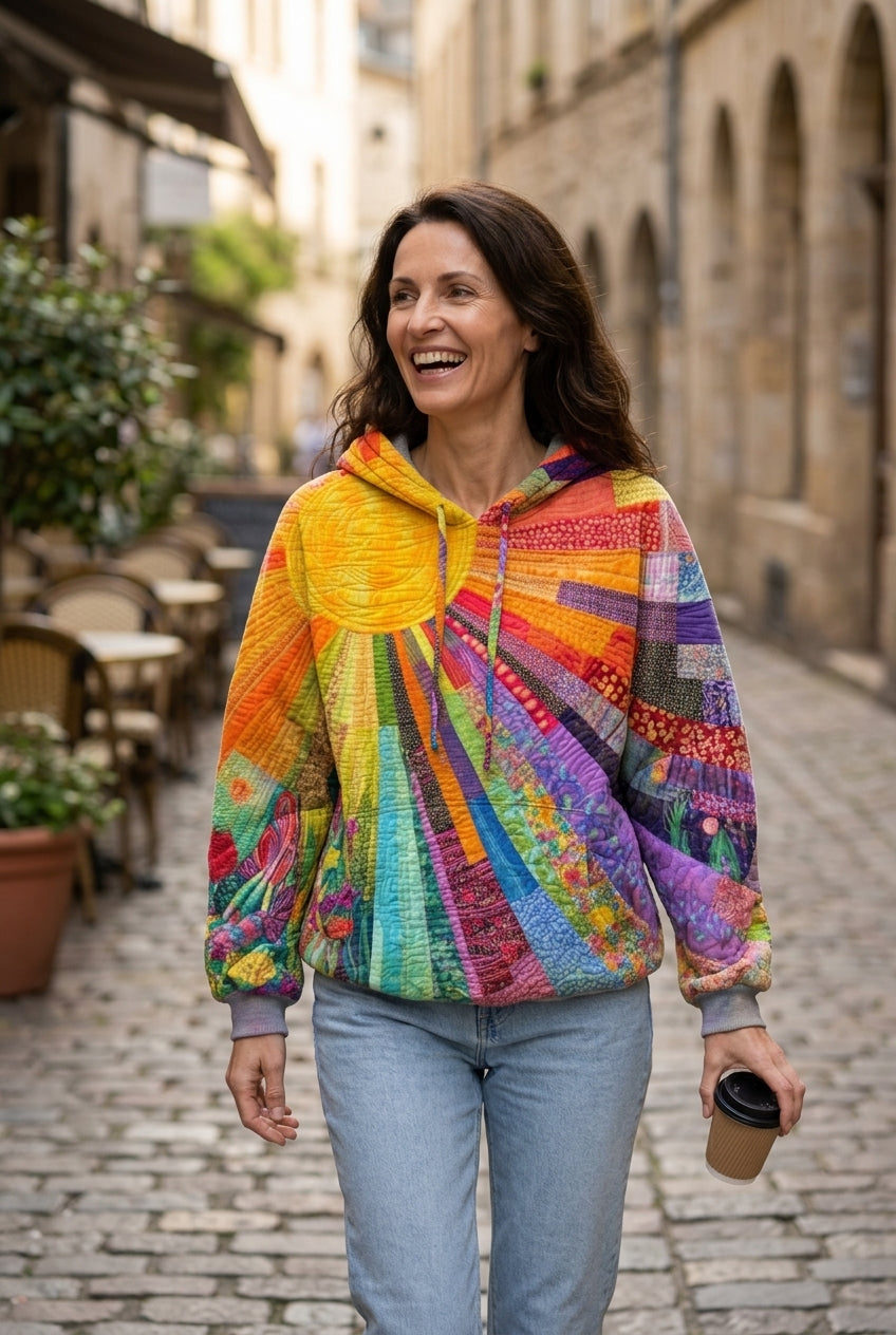 Sweat à Capuche Femme Manches Longues avec Patchwork Lucyle