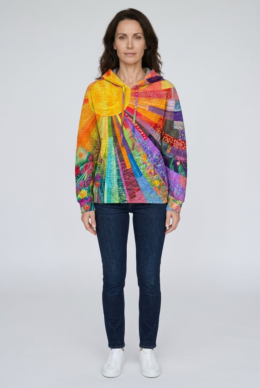Sweat à Capuche Femme Manches Longues avec Patchwork Lucyle