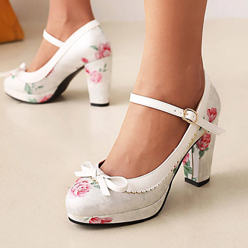 Talons Femme avec Nœud Délicat et Talon Bloc Lucyle