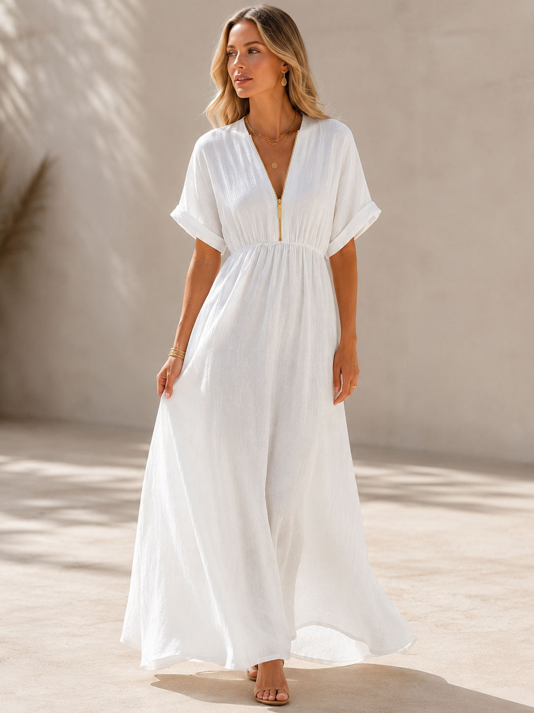 Robe Longue Femme avec Décolleté en V Fluide Lucyle