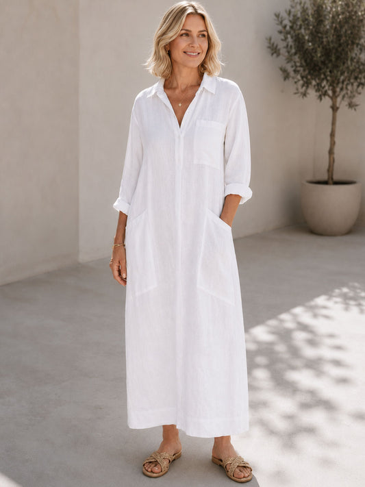 Robe Midi Femme avec Détail de Bouton Lucyle
