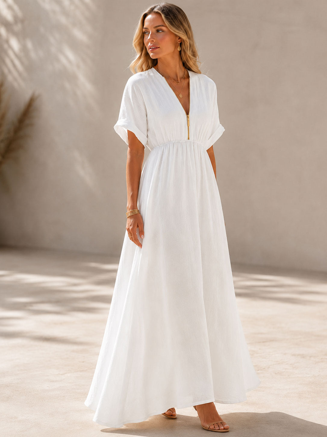 Robe Longue Femme avec Décolleté en V Fluide Lucyle