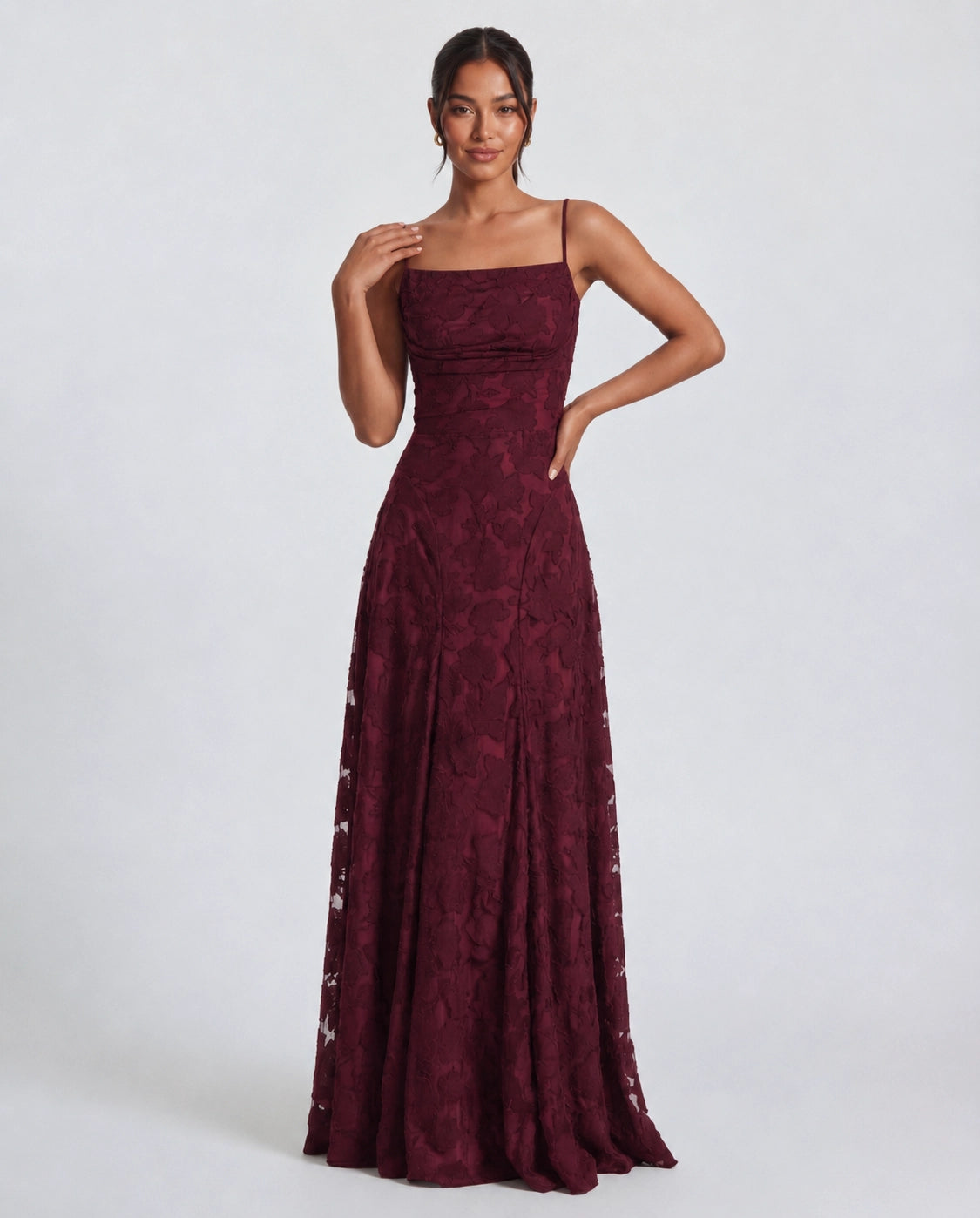 Robe Longue Femme avec Col Bénitier et Dos Ouvert Lucyle