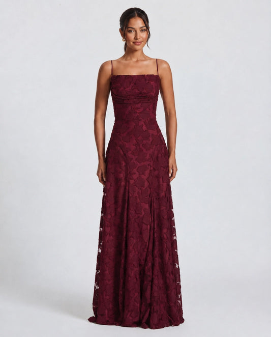 Robe Longue Femme avec Col Bénitier et Dos Ouvert Lucyle